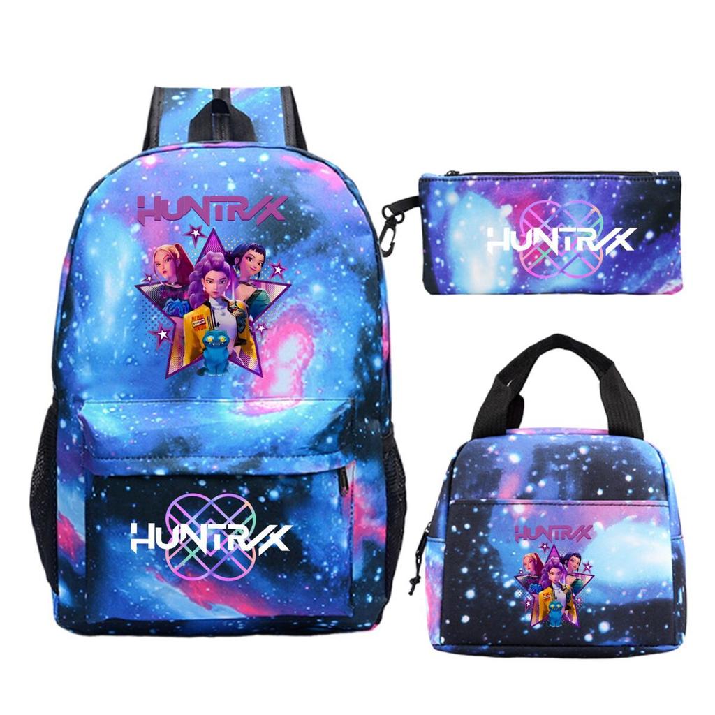 Dämonenjäger Mädchengruppe Peripherieartikel dreiteiliger Schulranzen Grenzüberschreitender Campus Grund- und Sekundarschüler Freizeitrucksack Federmäppchen