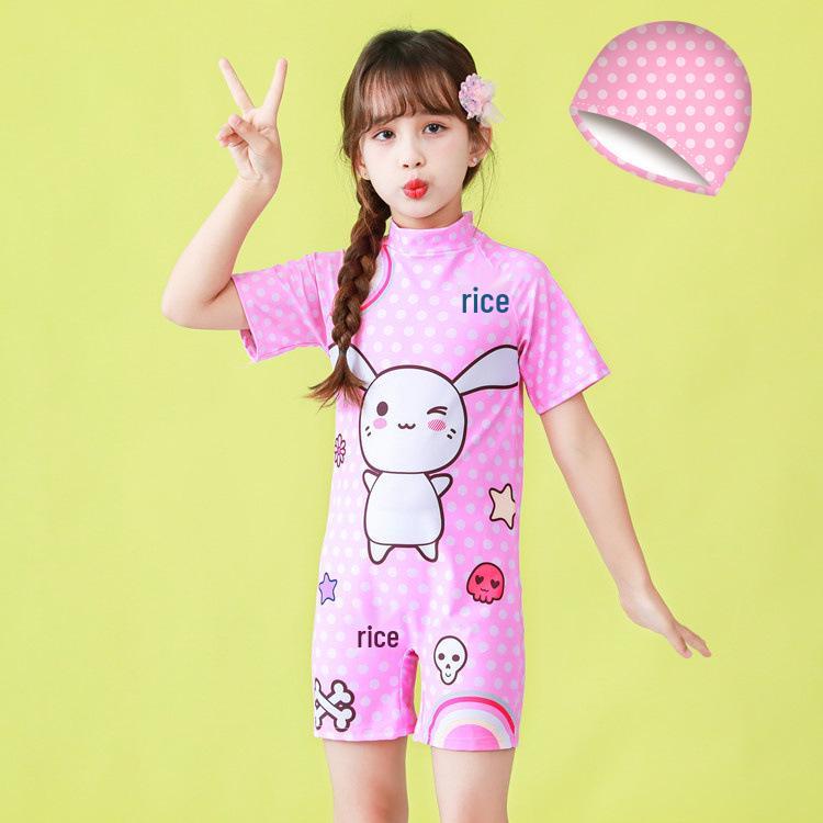 Girls' Surf Swimsuit Set with Cap