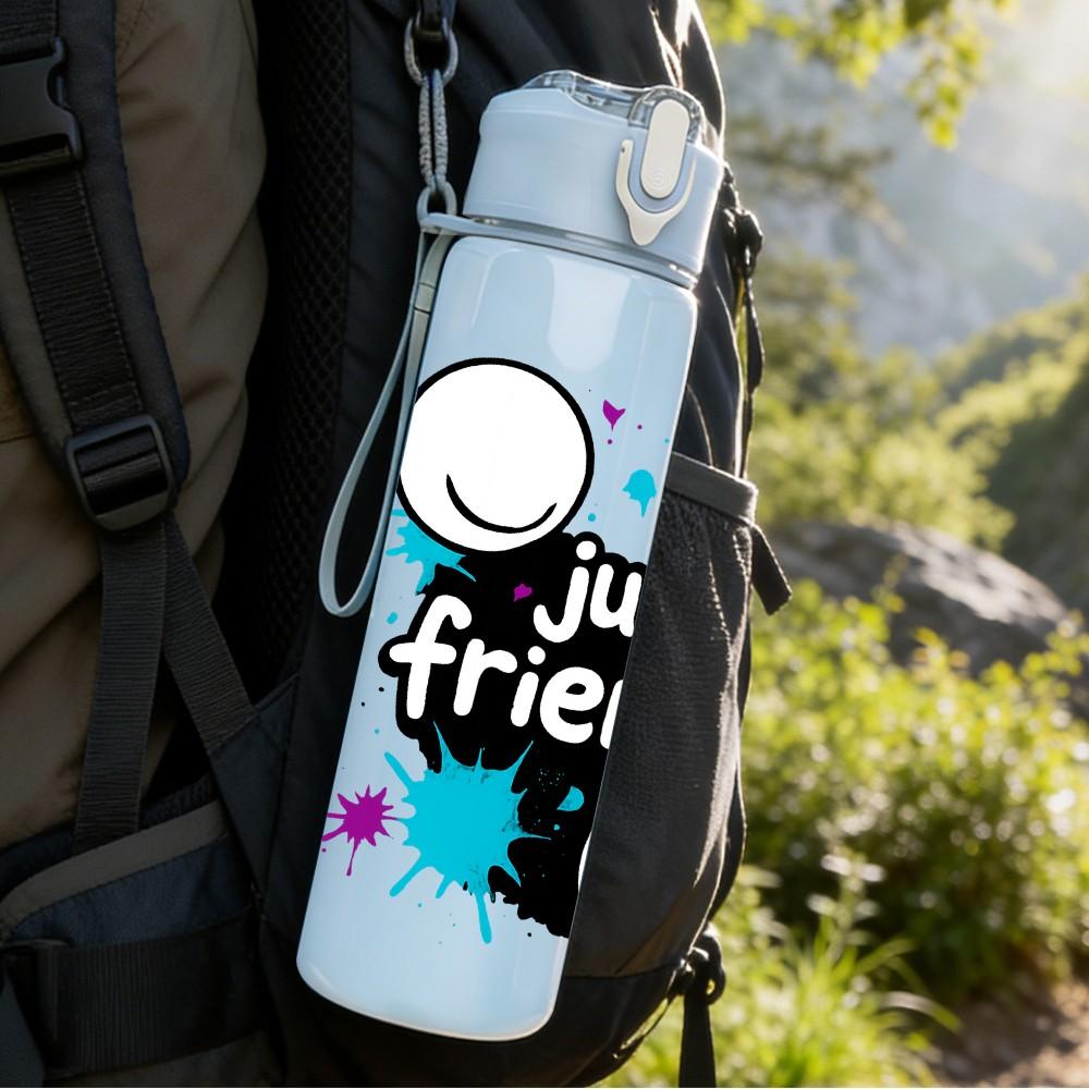 1PC Just Friends Tennis Ball Letter 750ml Color Plastic Sports Water Bottle Leakproof Flip Straw Lid Suitable for Sports Office Home Use