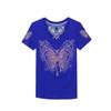 Haut Femme Sexy de Haute Qualité avec Design Croisé en V Débardeur Brillant Papillon Diamants Chauds Été Marque Féminine Élastique Slim T-shirts en Maille
