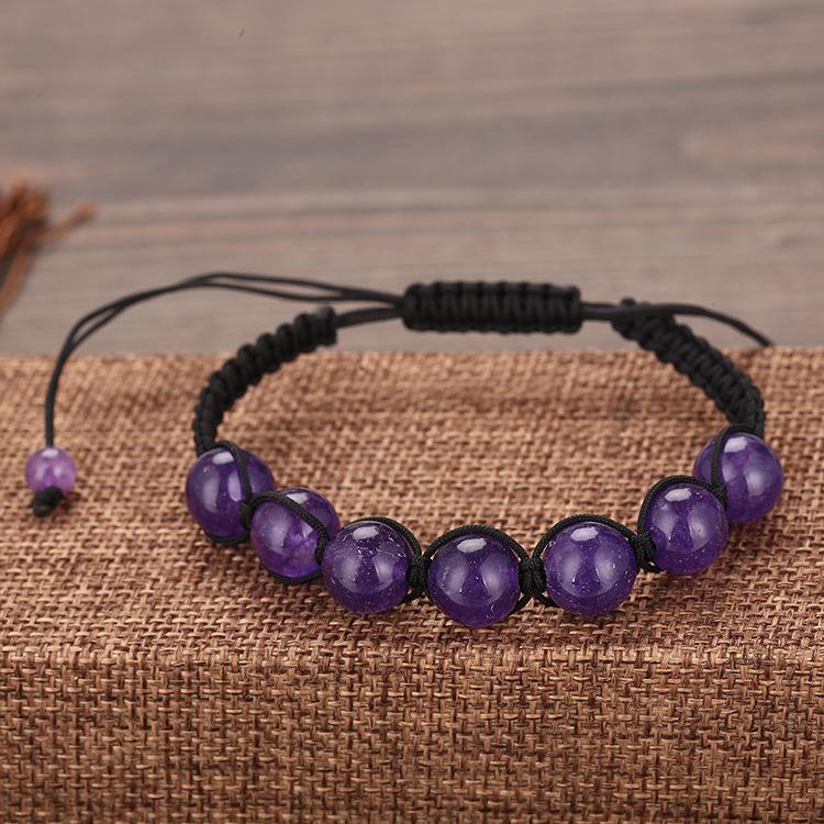 Burst Hand-Woven Amethyst Round Bead Shambhala Bracelet Bracelet