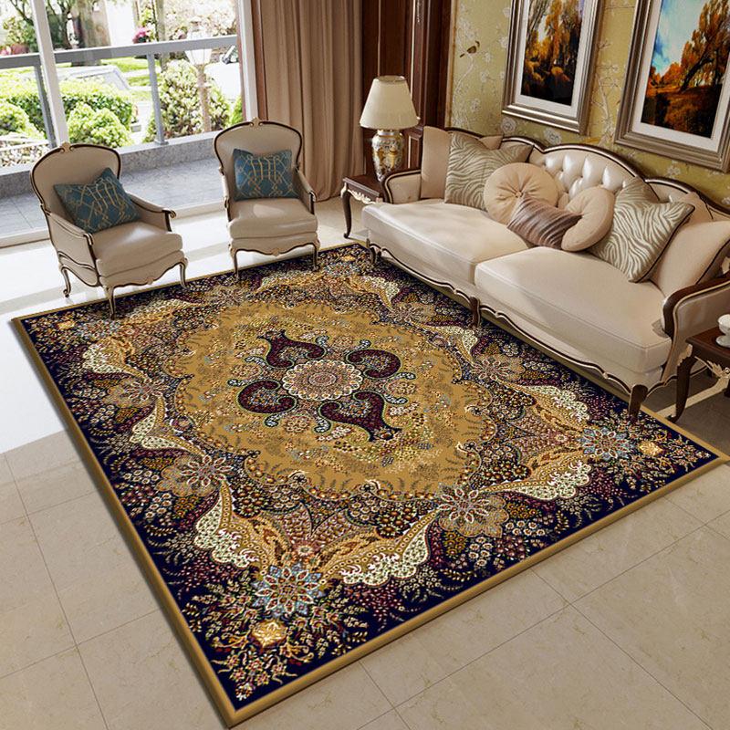 Boho Ethnic Style Large Living Room Carpet Decoration Bedroom Non-slip Washable American Retro Mat Office Area Rug Izable