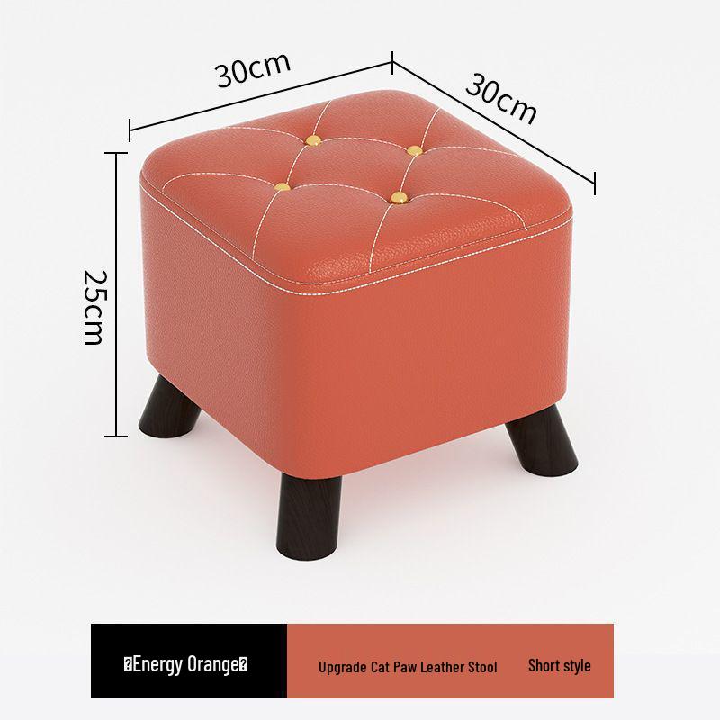 Solid Wood Footstool: Creative Tech Fabric, Multi-Use Coffee Table or Sofa Stool for Living Room