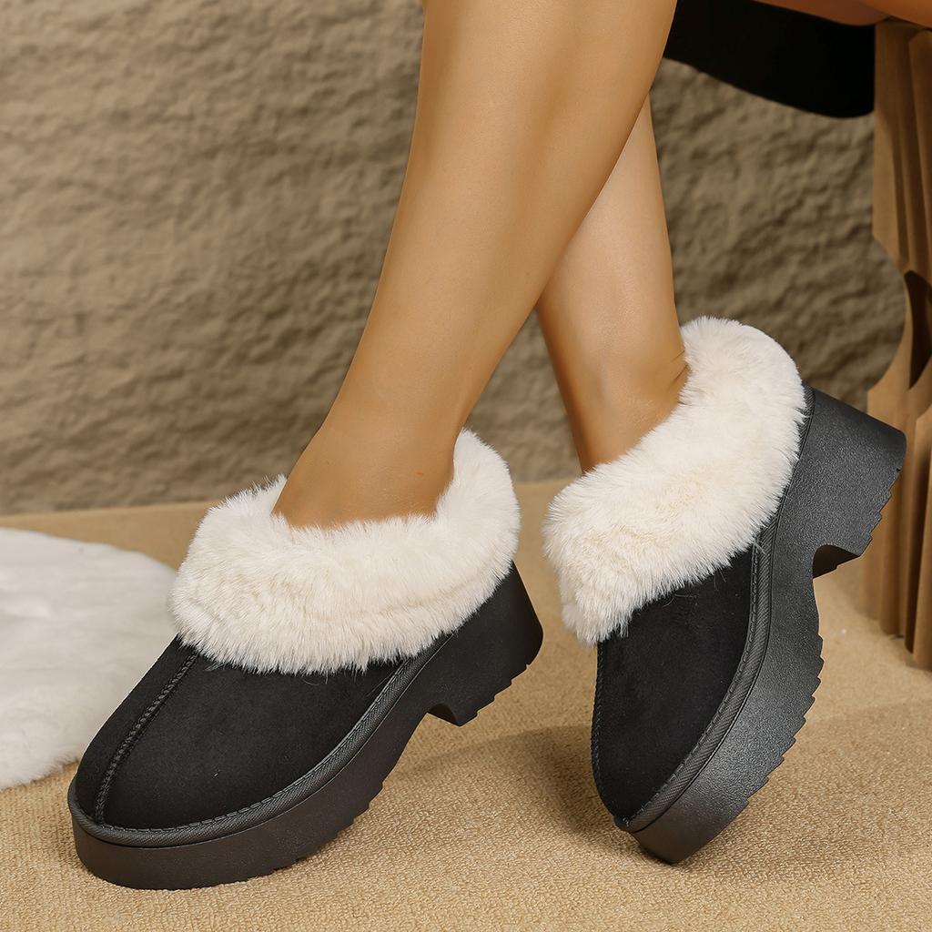 Mao Mao tofflor dam ytterkläder 2025 nya vintern staplade förtjockade snökängor tjocksulade högklackade varma bomullsskor