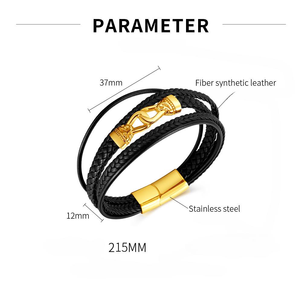 Gioielli fatti a mano in pelle intrecciata Bracciale in pelle multistrato trendy personalizzato europeo e americano per uomo