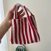 Tragbare Canvas-Tasche Tragbare Mini-Canvas-Handtasche Gestreifte Tragetasche Vertikale Quadratische Form Handtasche mit oberem Griff für den täglichen Gebrauch