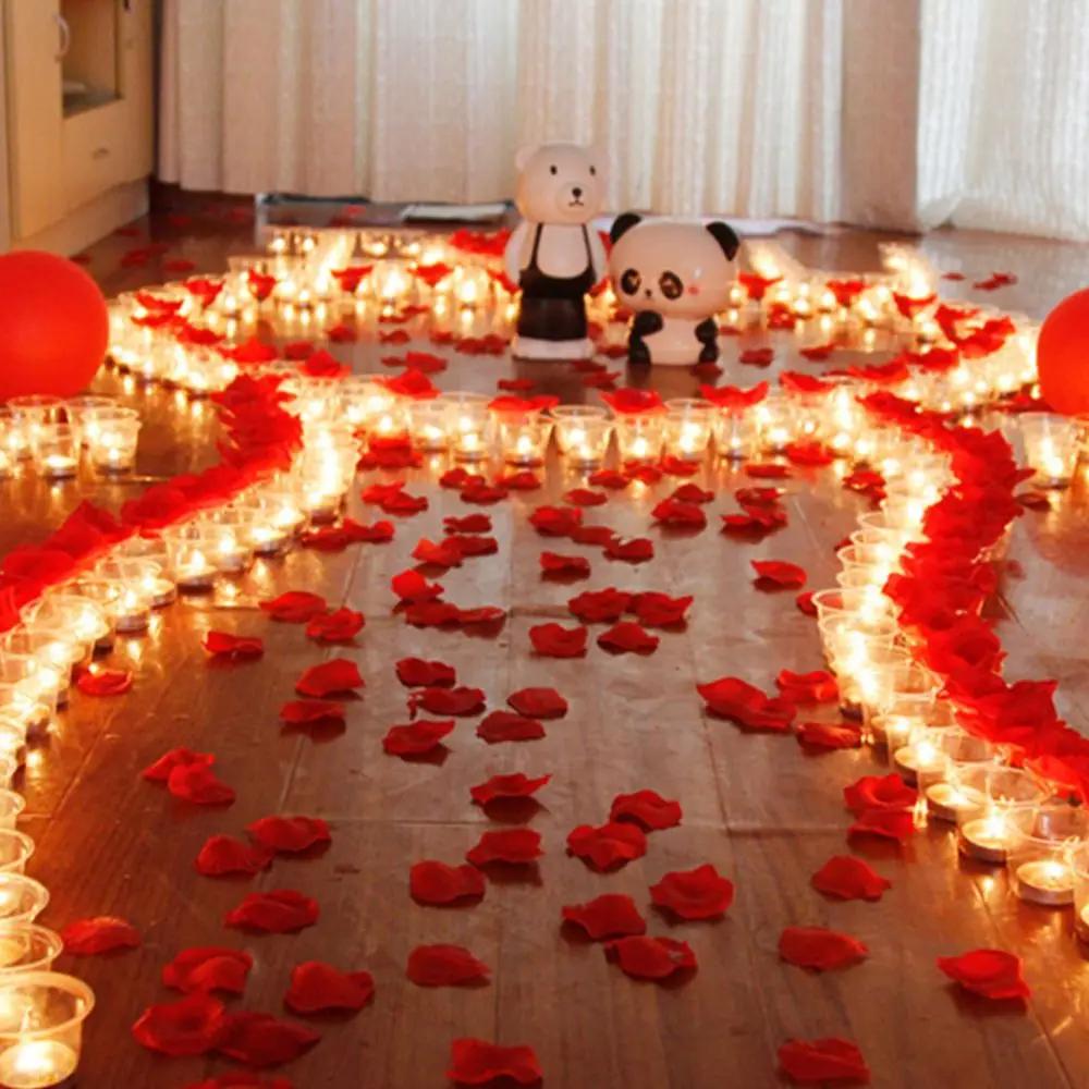 100/200 Piezas Decoración de Flores Pétalos de Rosa Artificiales Fiesta Romántica Decoración del Hogar Día de San Valentín Decoración de Corona de Boda
