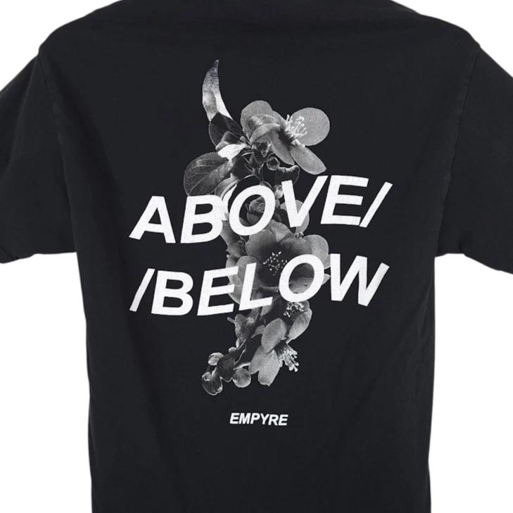 

Empyre Above Below 100% Cotton T-shirt Mens Tees Top Mens Size Medium Black Floral Flowers Streetwear S