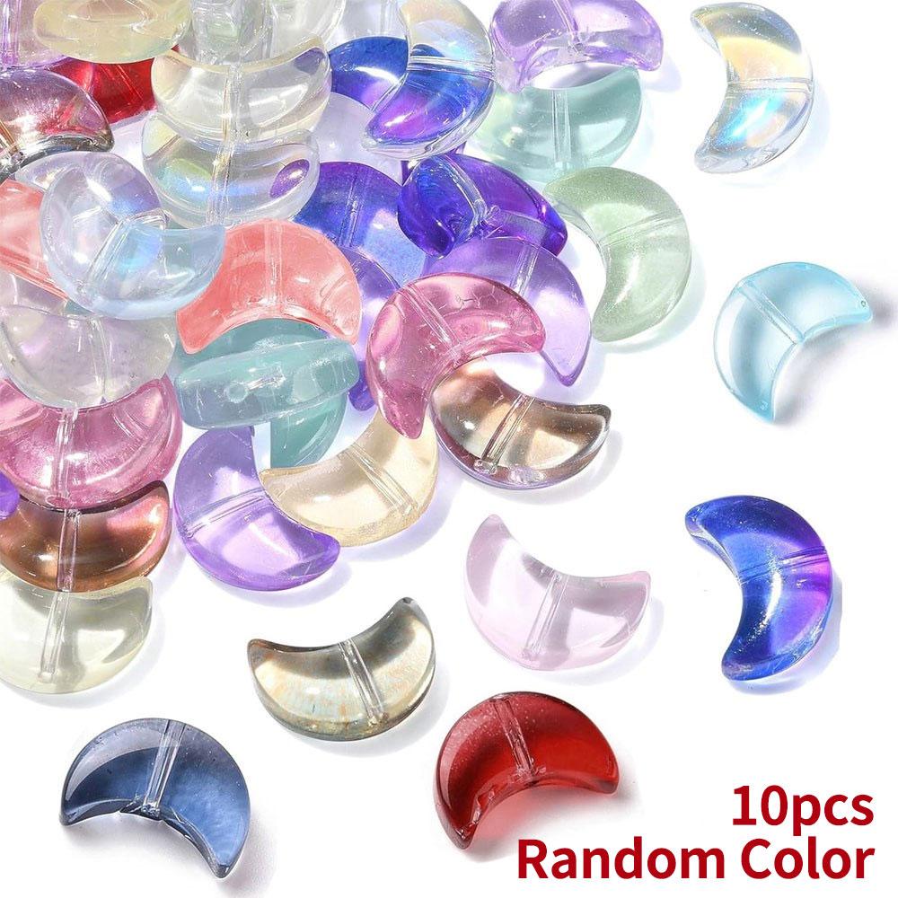 

10/30/50 шт. случайных цветов, прозрачные стеклянные разбросанные бусины в форме полумесяца, украшение, интервал, бусины, изготовление ювелирных изделий, браслет, процесс «сделай сам» 10pcs