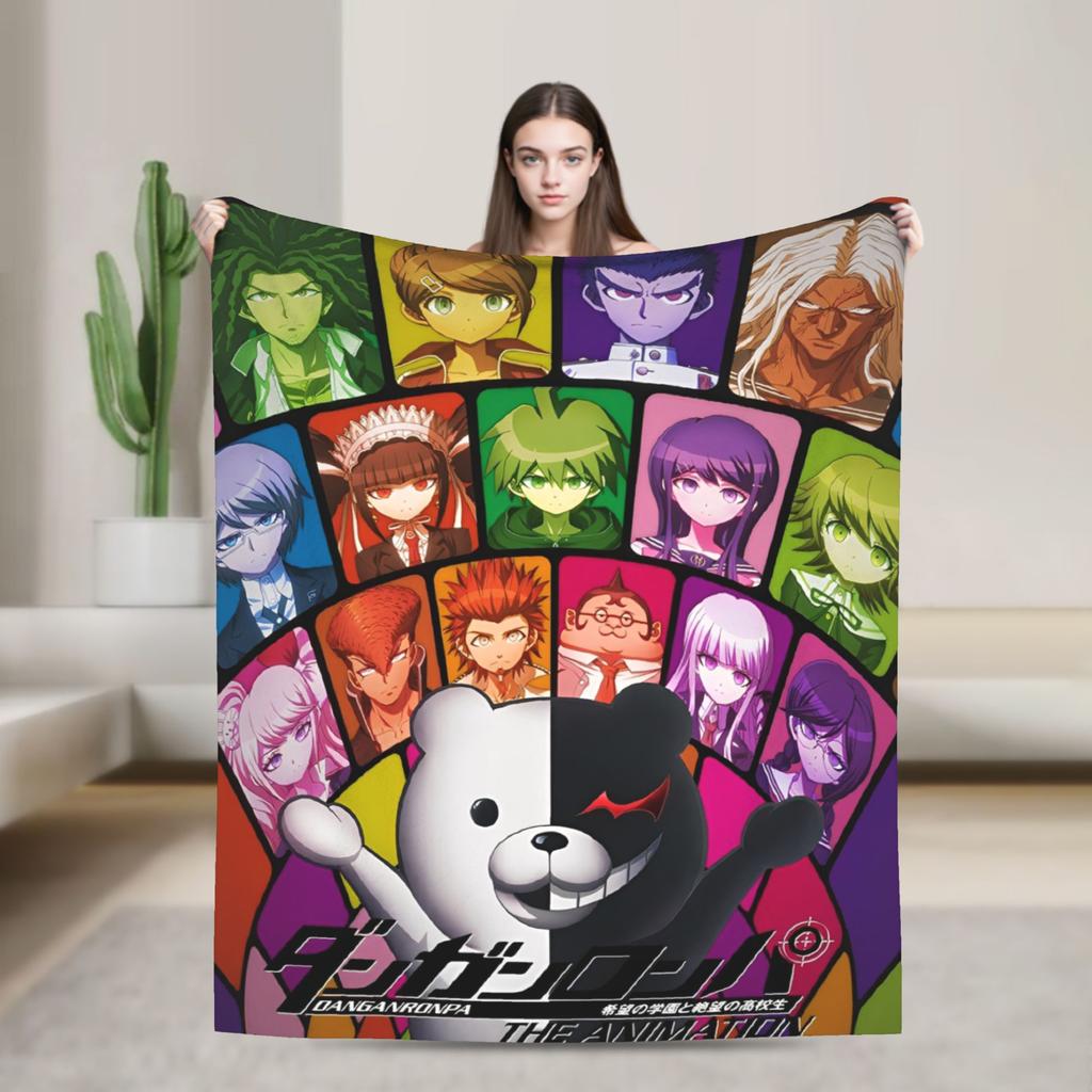 Danganronpa Game Anime Blankets Monokuma Nagito Flannel Novelty Warm Throw Blankets for Bedspread All Season Couch