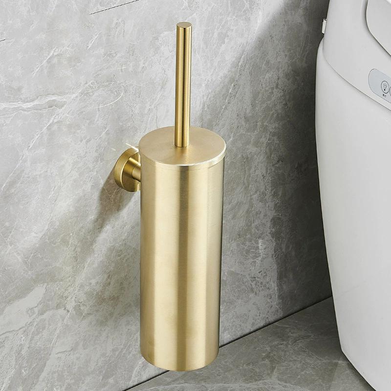 Black Toilet Brush Holder with Brush SUS304 Chrome Bathroom Toilet Scrub Cleaning Brush Holder Set