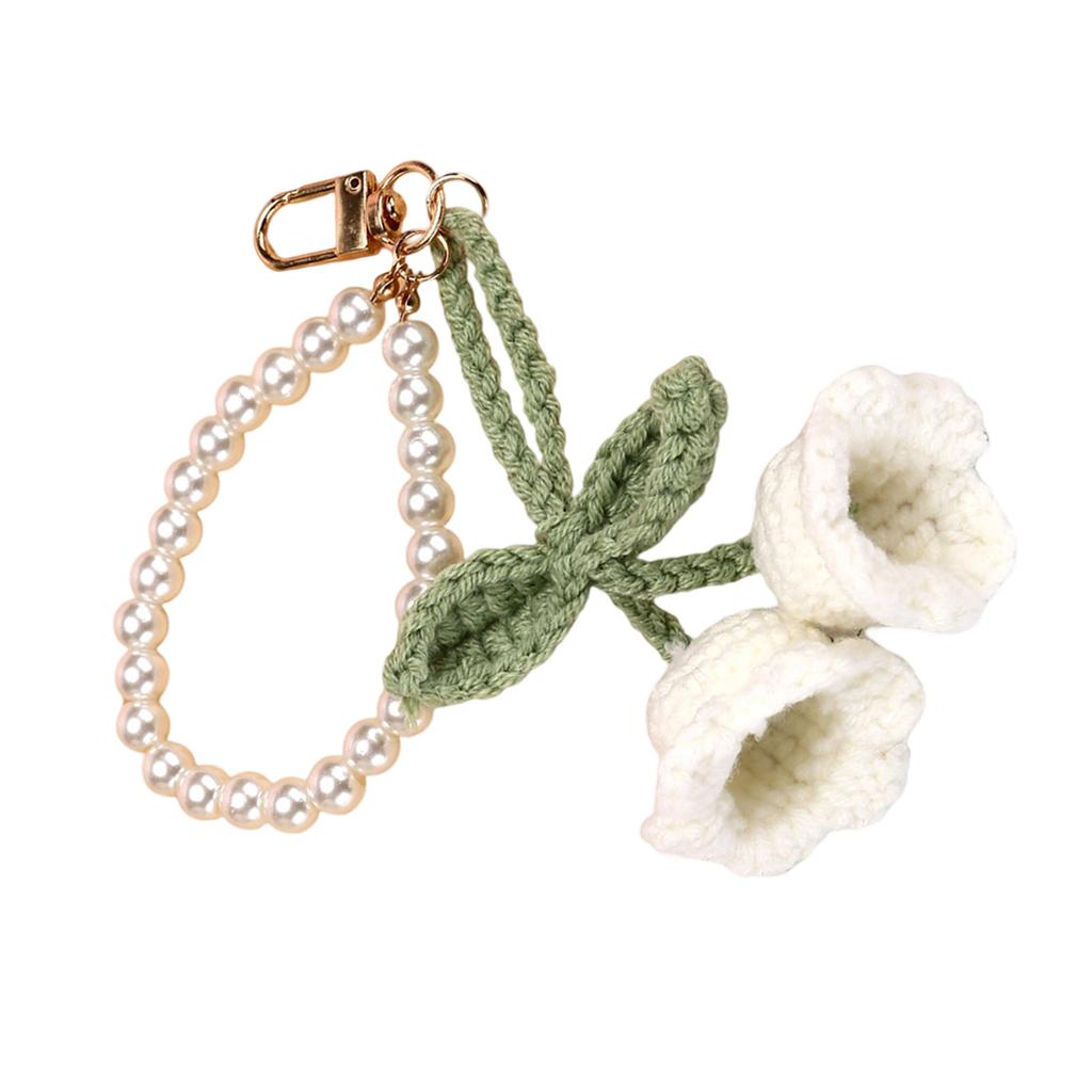 Artistic Crochet Lily Flower Keychain Handmade Knitted Key Jewelry Yarn Texture Perfect for Decorating Bags and Keys