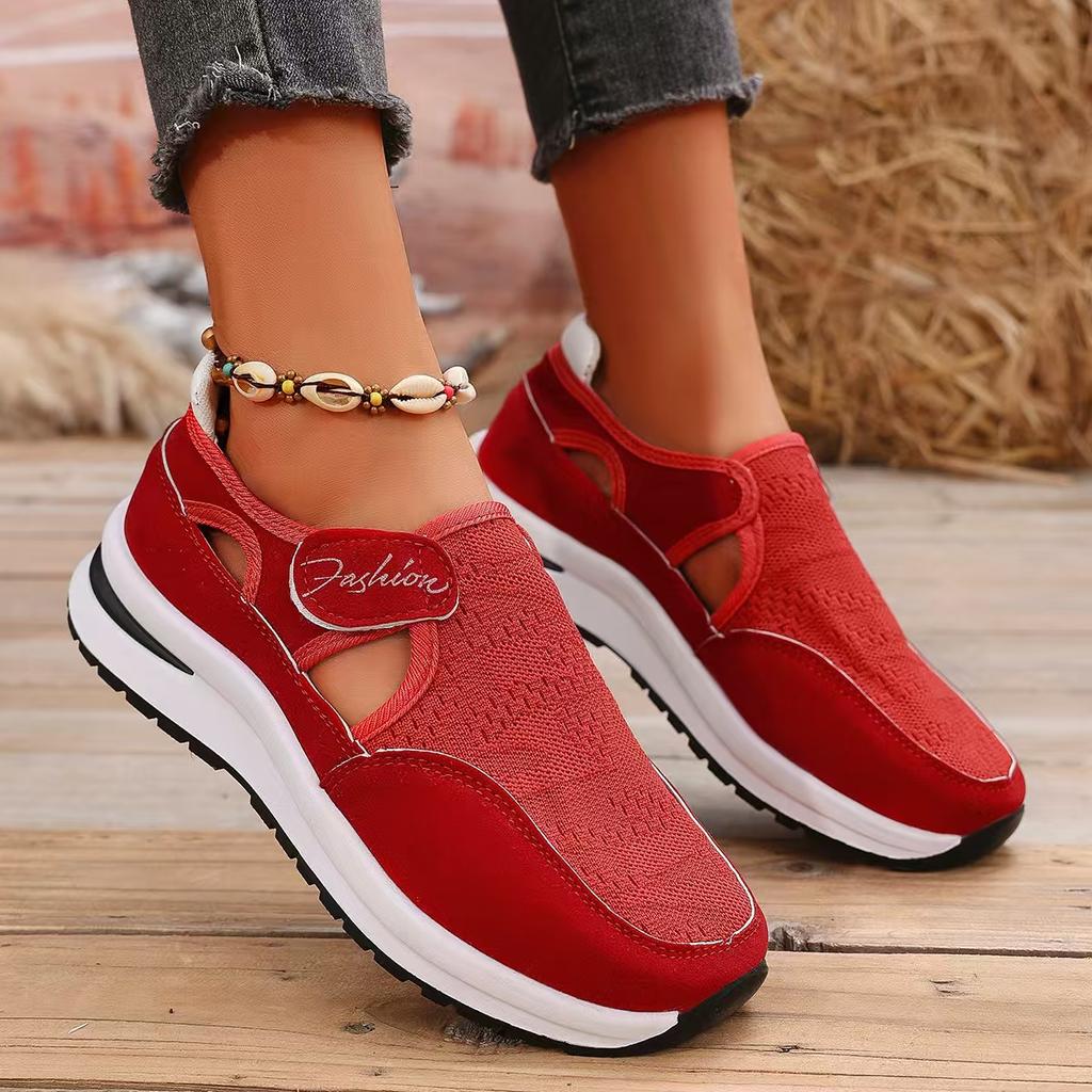 Fashion Women's Casual Shoes Spring Large Size Thick Bottom Slope Heel Mesh Surface Breathable Comfortable Leisure Footwear Size 36-43