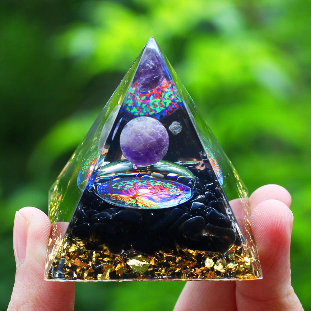 Křišťálová Orgonová Pyramida Generátor Energie 5 cm Přírodní Ametyst Peridot Reiki Čakra Meditační Nástroj Vánoční Dárek Pro Rodinu