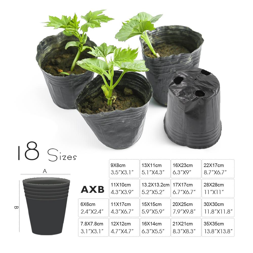 50pcs Garden Black Soft Plastic Seedling Bag Plant Nursery Pots Thickened Seed Starting Pot Flower Vegetable Independent Box
