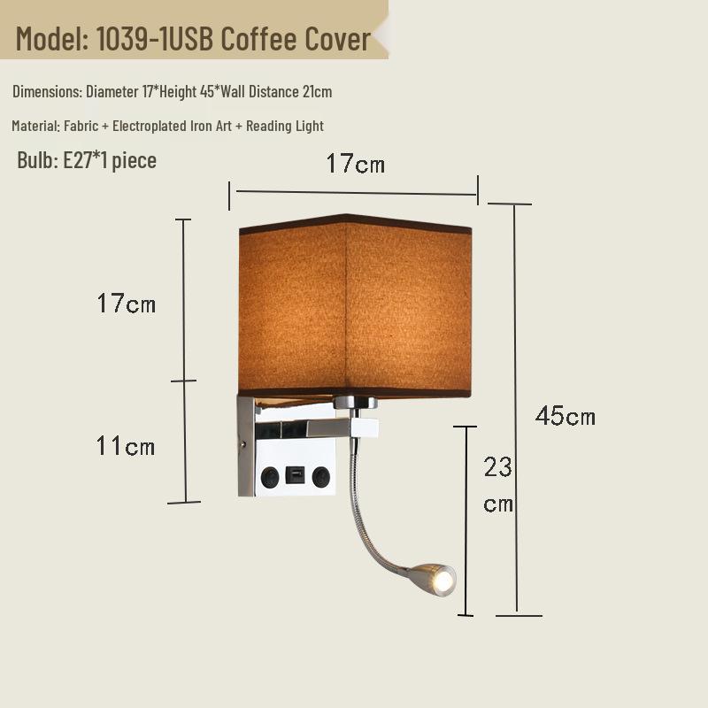 USB Charging European Style LED Wall Lamp for Indoor Use - Ideal for Hotels and Bedrooms