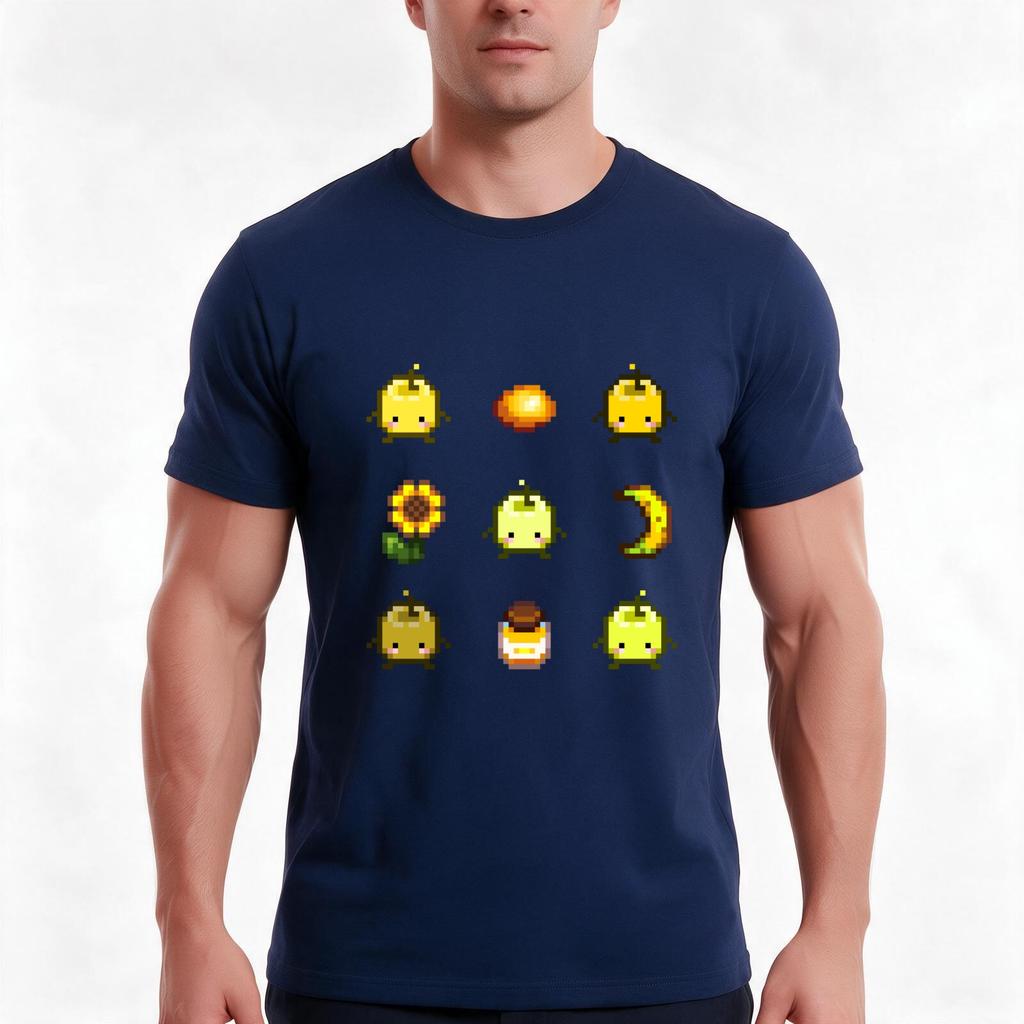 Stardew Valley Yellow Junimo Set Tshirt Summer Casual Cotton Tee Oversized Streetwear Tops Vintage Graphic Print