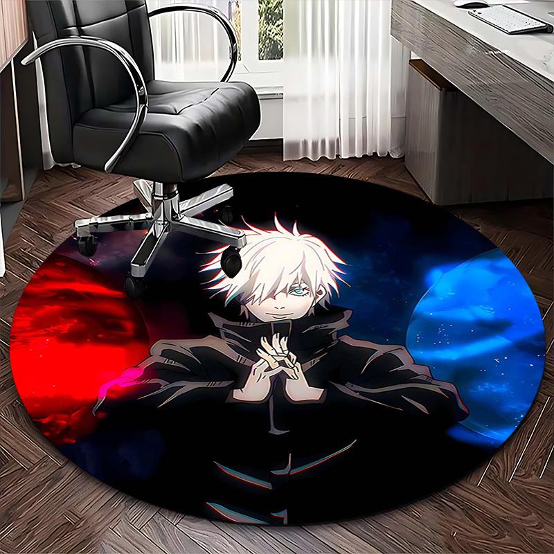 1pc Anime Design Round Carpet - Tokyo Ghoul Kaneki Ken Chair Mat, Non-Slip Rug for Office, Home Decor, Living Room, Bedroom