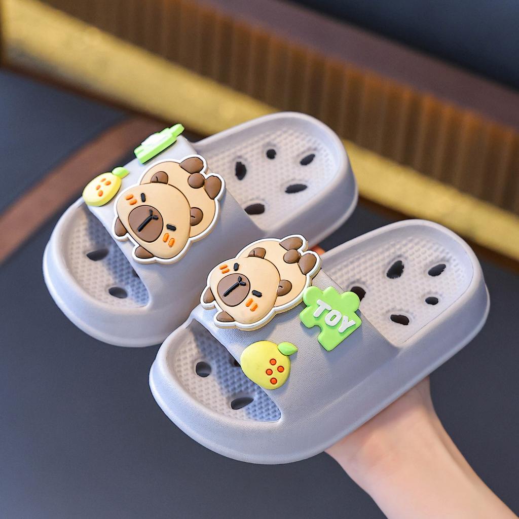 Kids Summer Bathroom Slippers Non Slip Quick Dry Hollow Out Indoor Home Bath Sandals For Boys Girls Toddler