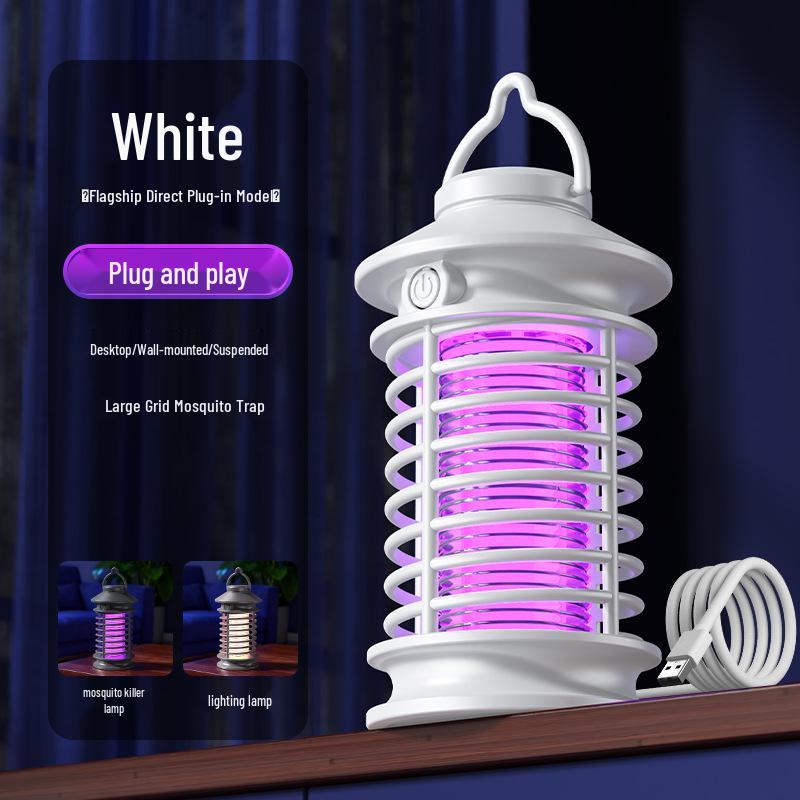 USB Rechargeable Mosquito Killer Lamp: Wall-Mounted or Portable, Indoor & Outdoor Use, Purple Light Repellent.