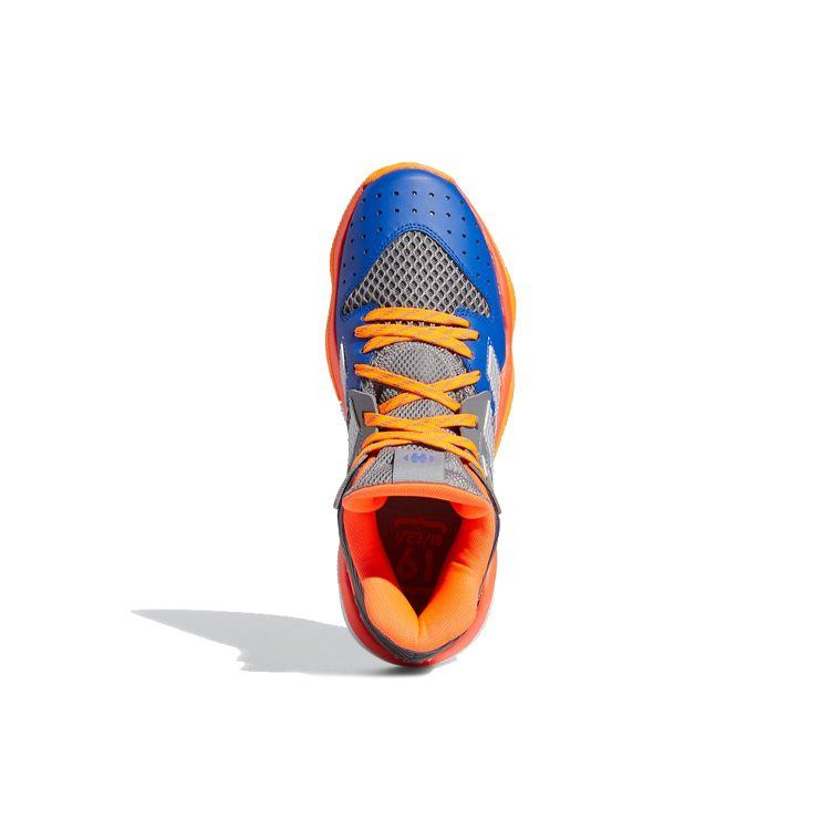 Adidas Harden Stepback 1 Round Toe Lace-Up Shock Absorption Non-Slip Wear-Resistant Mid-Top Basketball Shoes Men Sneakers Orange White Blue FW8483