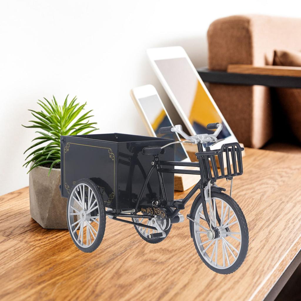 Vintage Tricycle Finger Bike Model Alloy Shelf Accessories Home Decor Ornament Tricycle Model