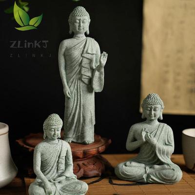 1Pcs Mini Buddhism Figurine Desk Decor Home Zen Statue Green Sandstone Thailand Ornament Buddha Garden Statue Fish Tank Decor