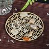 10pcs/lot Flower of Life Natural Symbol Wood Round Edge Circles Carved Coaster For Stone Crystal Set DIY Decor Mats Pads