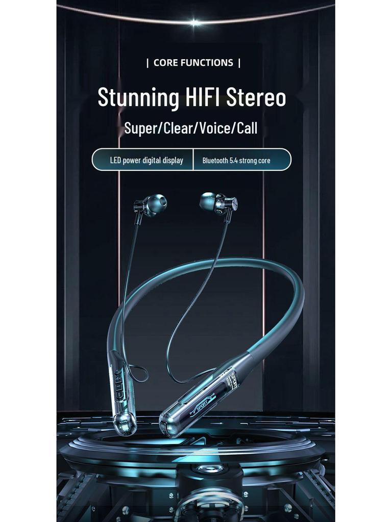 Universal Neckband Bluetooth Headphones with Long Battery for Sports: Compatible with Huawei, Vivo, Xiaomi, Oppo, and Apple.