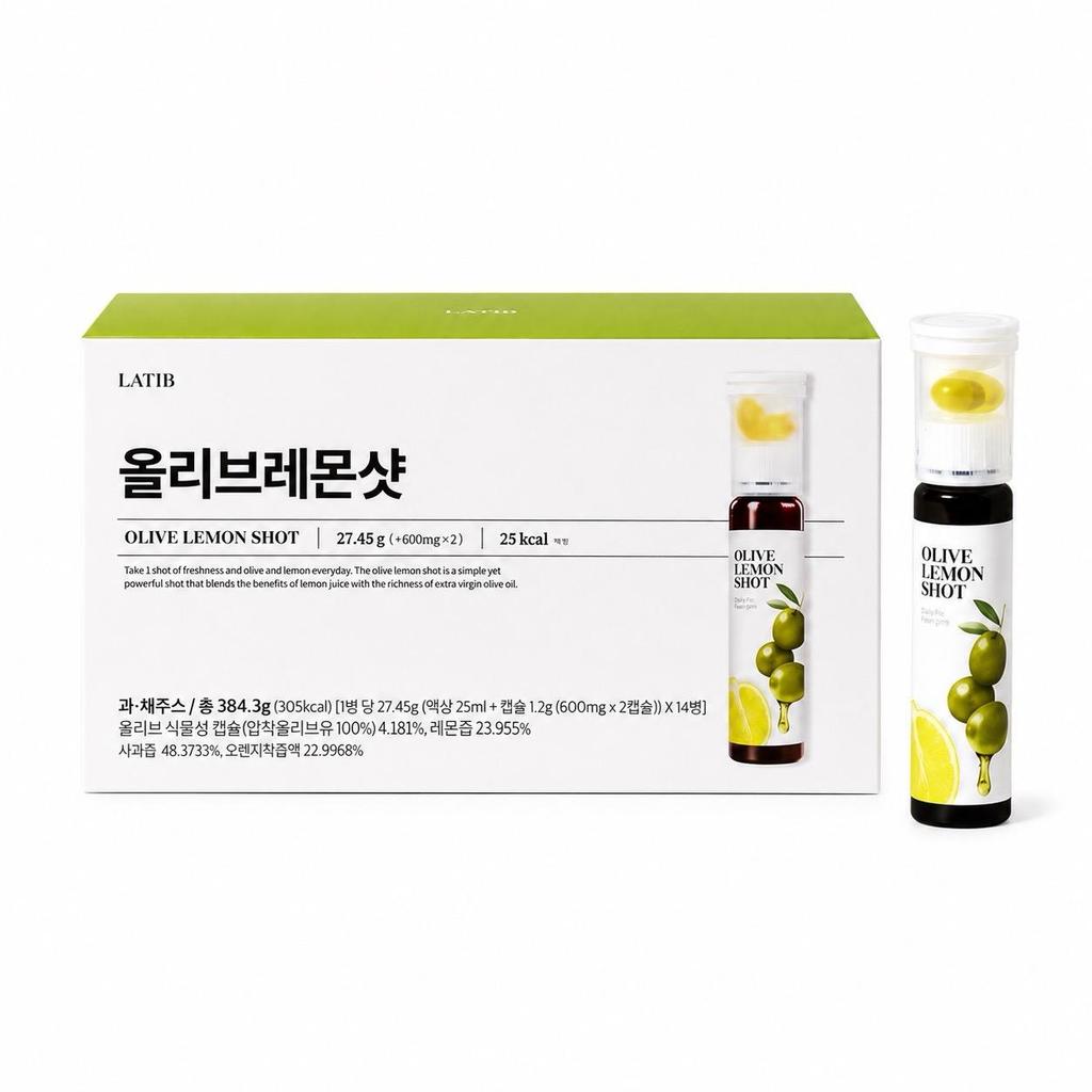 LATIB Olive Lemon Healthy Daily Drink Portable Shot 14 Count