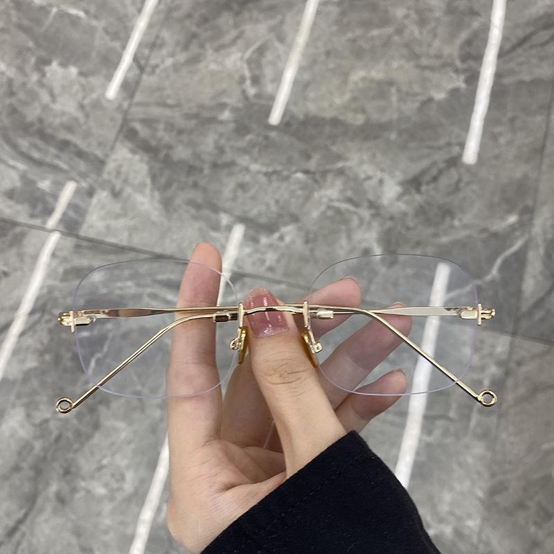 Transparent Computer Glasses Frameless Women Men Anti Blue Light square Eyewear Blocking Glasses Optical Spectacle Eyeglass