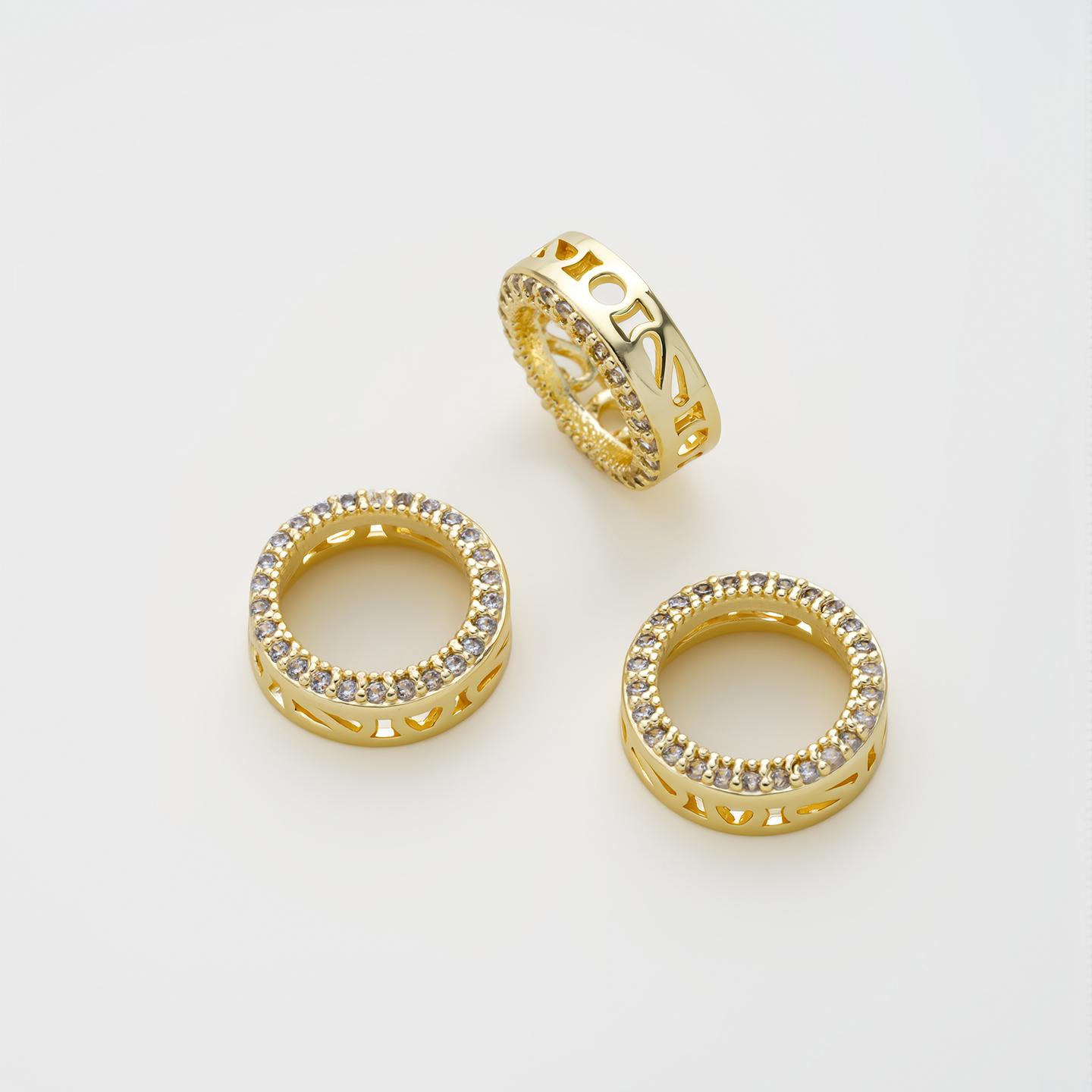 

2Pcs/Pack 14/18K Gold Plated Round Shape Frame Spacer Beads Connectors for DIY Jewelry Necklace Bracelet Making Accessories