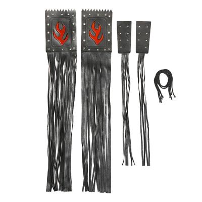 PU Leather Motorcycle Handlebar Throttle Grip Cover with Fringes Black Tassels Fringe Handlebars Hand Grip Cover