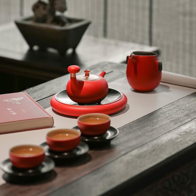 Edenus 'Hongyun Dangtou' Chinese Red Ceramic Tea Set