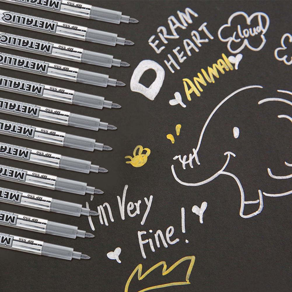 12Pcs Marking Pen Permanent Marker Greeting Cards Album Scrapbook   Writing Drawing (Golden)