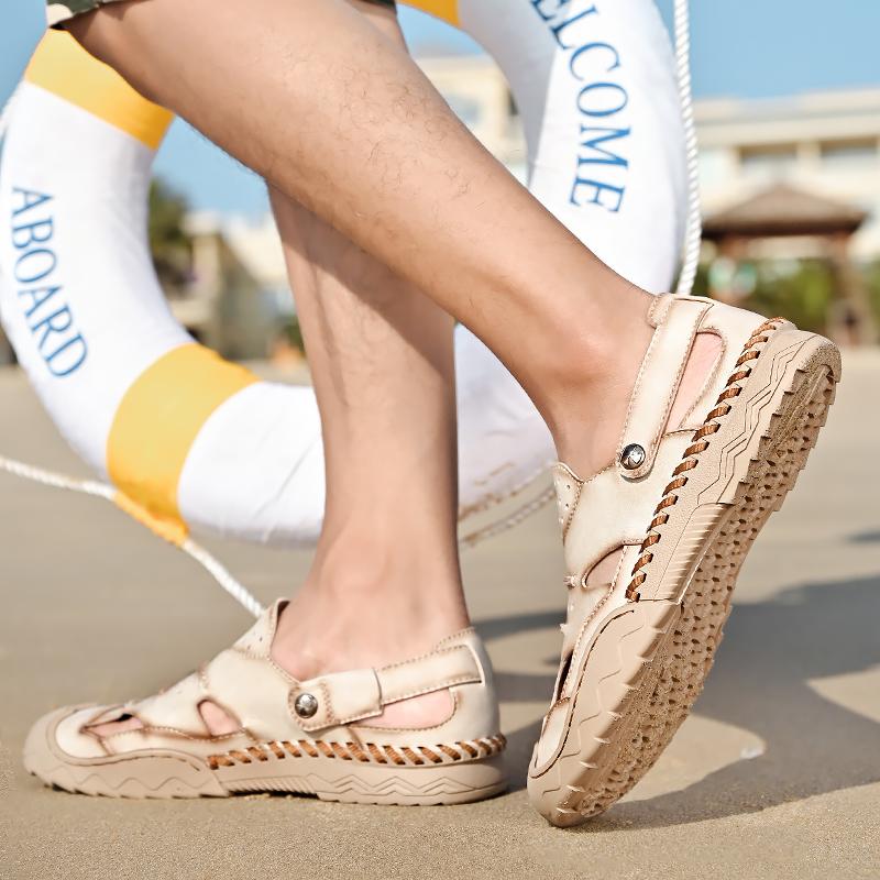 Sandale noi de vară pentru bărbați, sandale de plajă respirabile, pantofi casual pentru bărbați, pantofi pentru bărbați din piele de înaltă calitate, respirabili, mărime mare