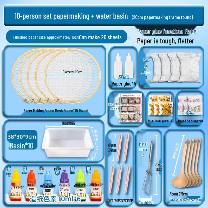 DIY Ancient Papermaking Kit for Kids: Educational Flower & Plant Pulp with Wooden Frame Screen Tools