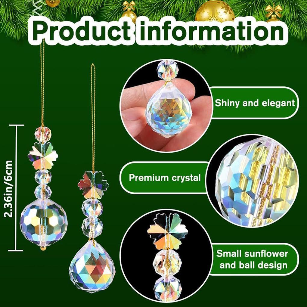 12pcs Crystal Clear Christmas Tree Pendants Ornaments Colorful Glass Baubles Decorations For DIY Christmas Tree Decorations