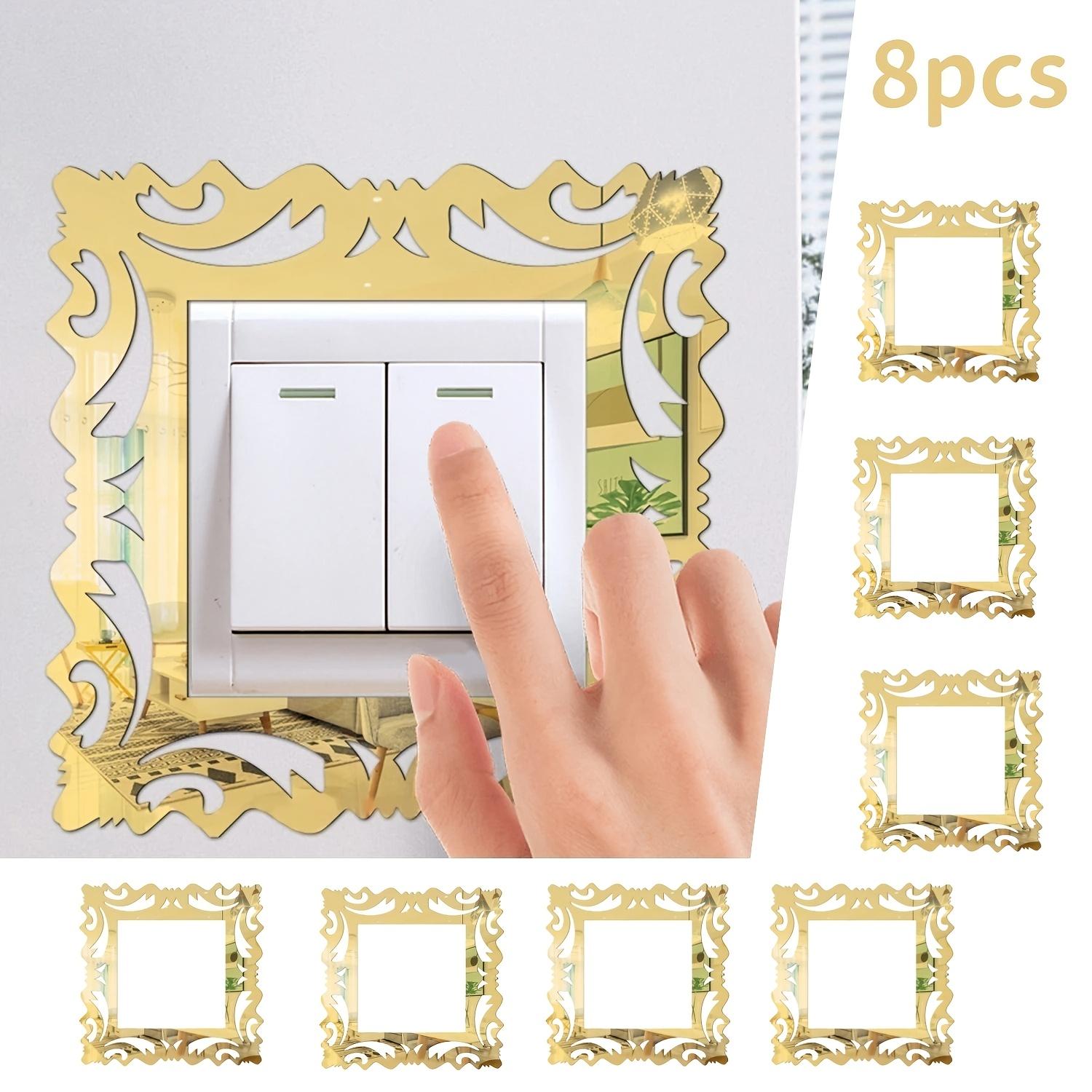 

8PCS 15X15cm Switch Sticker Home Decor Wall Stickers Decor Living Room Mirror Style Photo Frame For Shop Home Wall Decoration 8pcs золотий