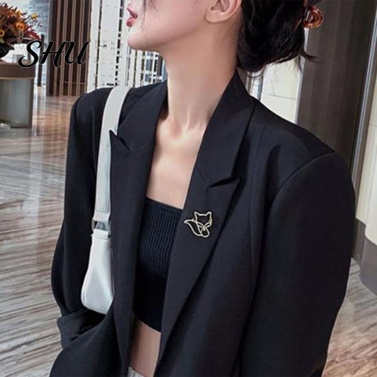 Hat Decoration Pin Women Brooch Hollow Fox Decor Stainless Exquisite Anti-slip Wear-resistant Coat Collar Scarf Clothes Garment Jewelry