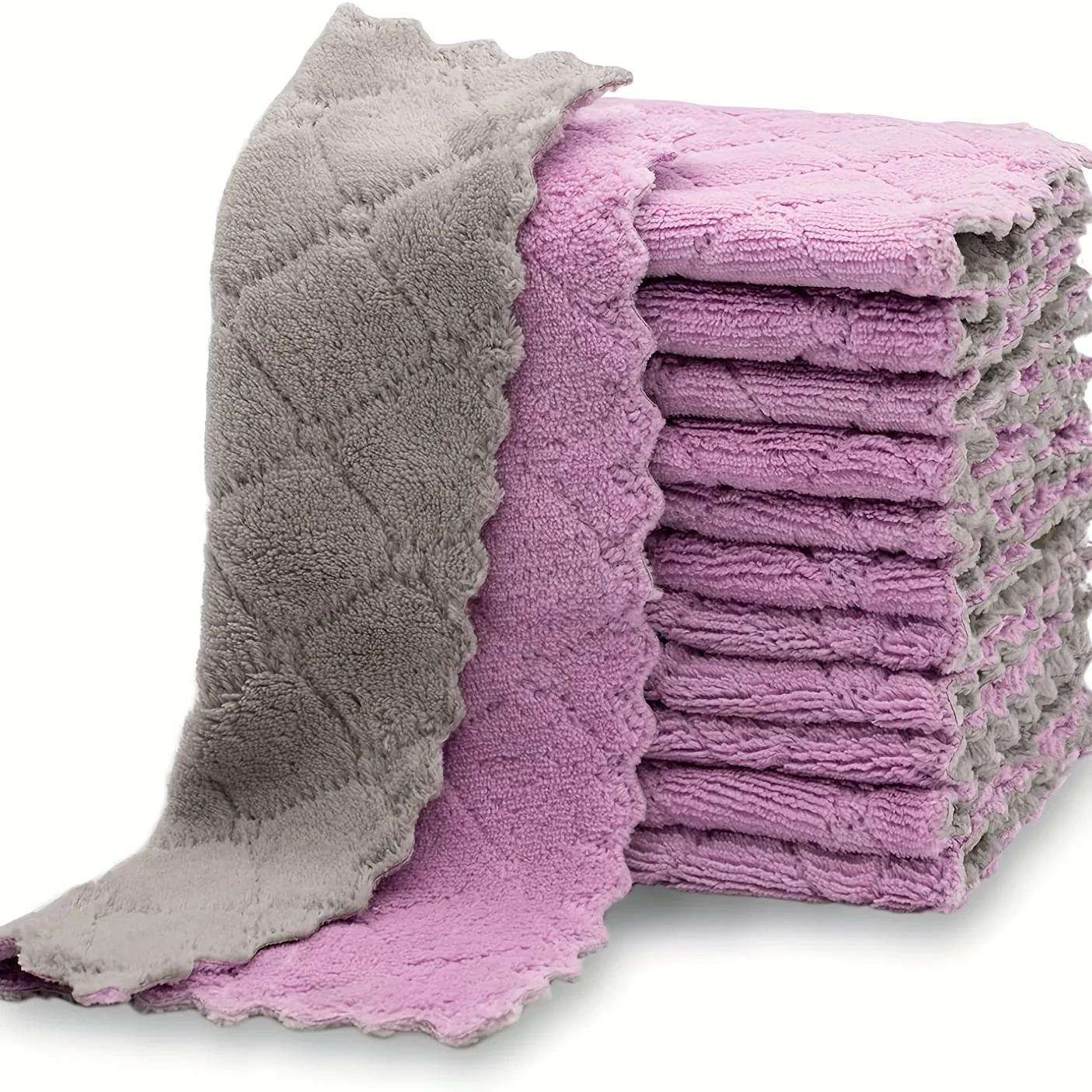 

10 шт. Гачки для прибирання Потовщені рушники для посуду з коралового флісу Побутові абсорбуючі тканини для миття посуду без ворсу Кухонне приладдя 10pcs