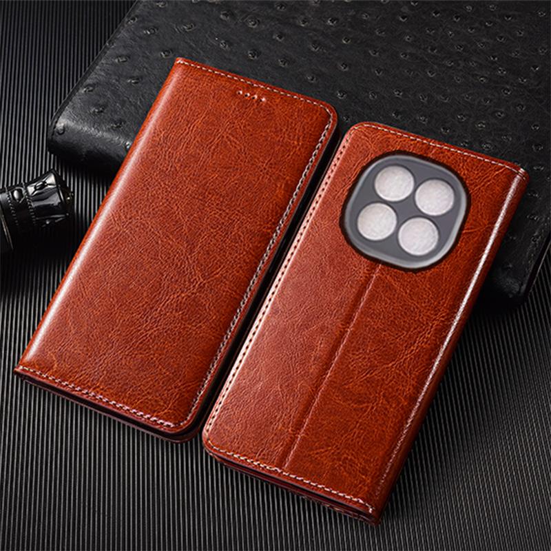 Crazy Horse Genuine Leather Flip Case for Redmi Note 12 12S 13 14 14S 15 Pro Plus Turbo 4G 5G Cover Card Cases Scratch Proof