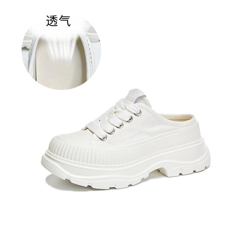 Canvas Bag Head Slippers 2025 Summer New Women's Platform Half Slippers Women's Casual Fashion Women's Shoes