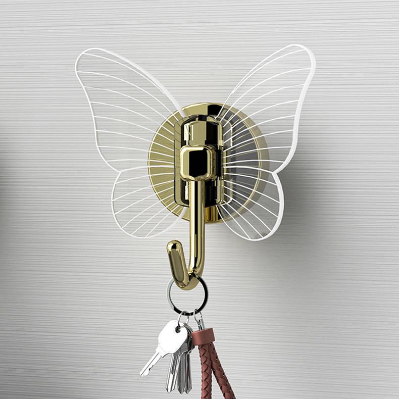 2 st Kreativa Fjärilskrokar Badrum Hålfria Väggkrokar Icke-markerande Krok för Kappa Entré Starka Självhäftande Krokar