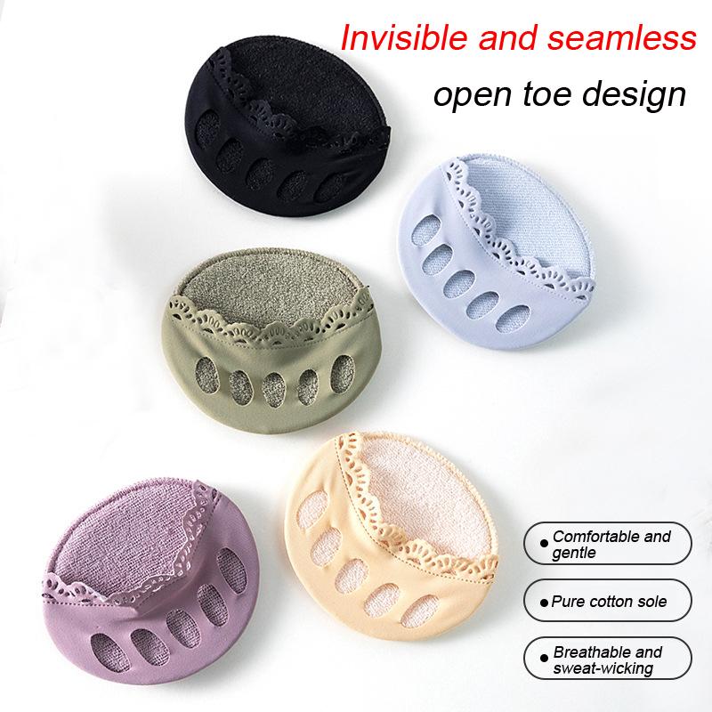 Five Toes Forefoot Pads for Women High Heels Half Insoles Foot Pain Care Summer Thin Breathable Ice Silk Invisible Socks Inserts