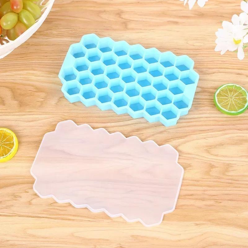 Food Grade Ice Cube Tray Silicone Mold for Whiskey Cocktail, Honeycomb Forms