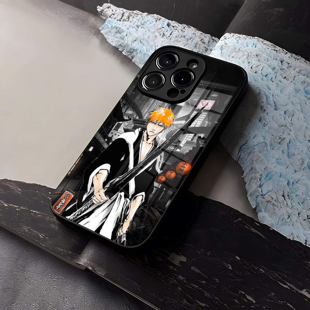 B-Bleachs K-Kurosaki Ichigo Phone Case Tempered Glass For IPhone 16 17 13 14 12 15 11 Pro Max Plus Mini X XR SE2020 Coque