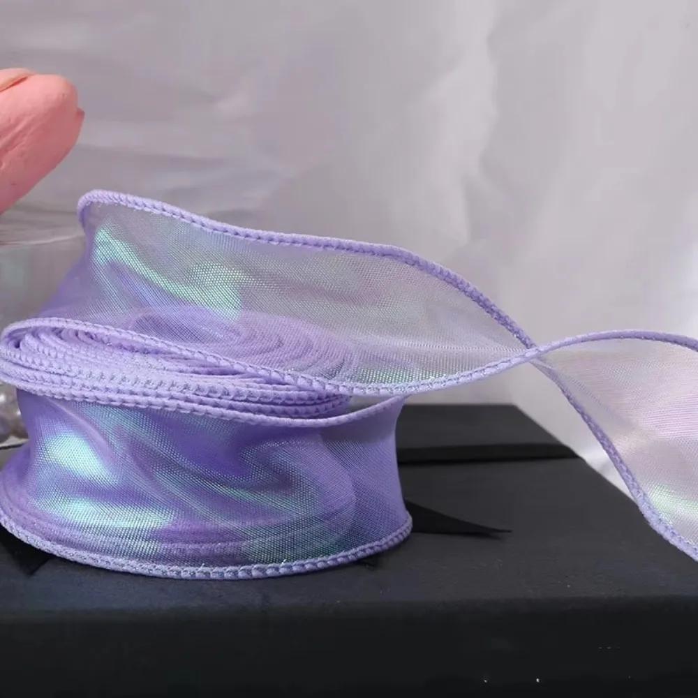 40MM 10 Yards Fishtail Yarn Bead Ribbon Gradient/Pleats/Magic/Gold Edge Reflective Iridescent Wavy Edge Ribbon Gifts Packaging