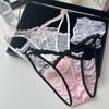Transparent French Style Briefs Bow Lace Mesh Briefs Fashion Lace Flower Panties  Lady