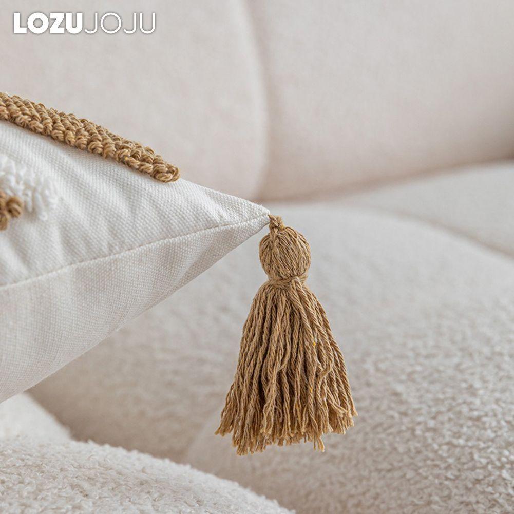 1PC LOZUJOJU Comfortable and Versatile Pillowcase Polyester Cotton Tufted Tassel Decorative Cushion Cover for Sofa Living Room Bedroom Home Decor